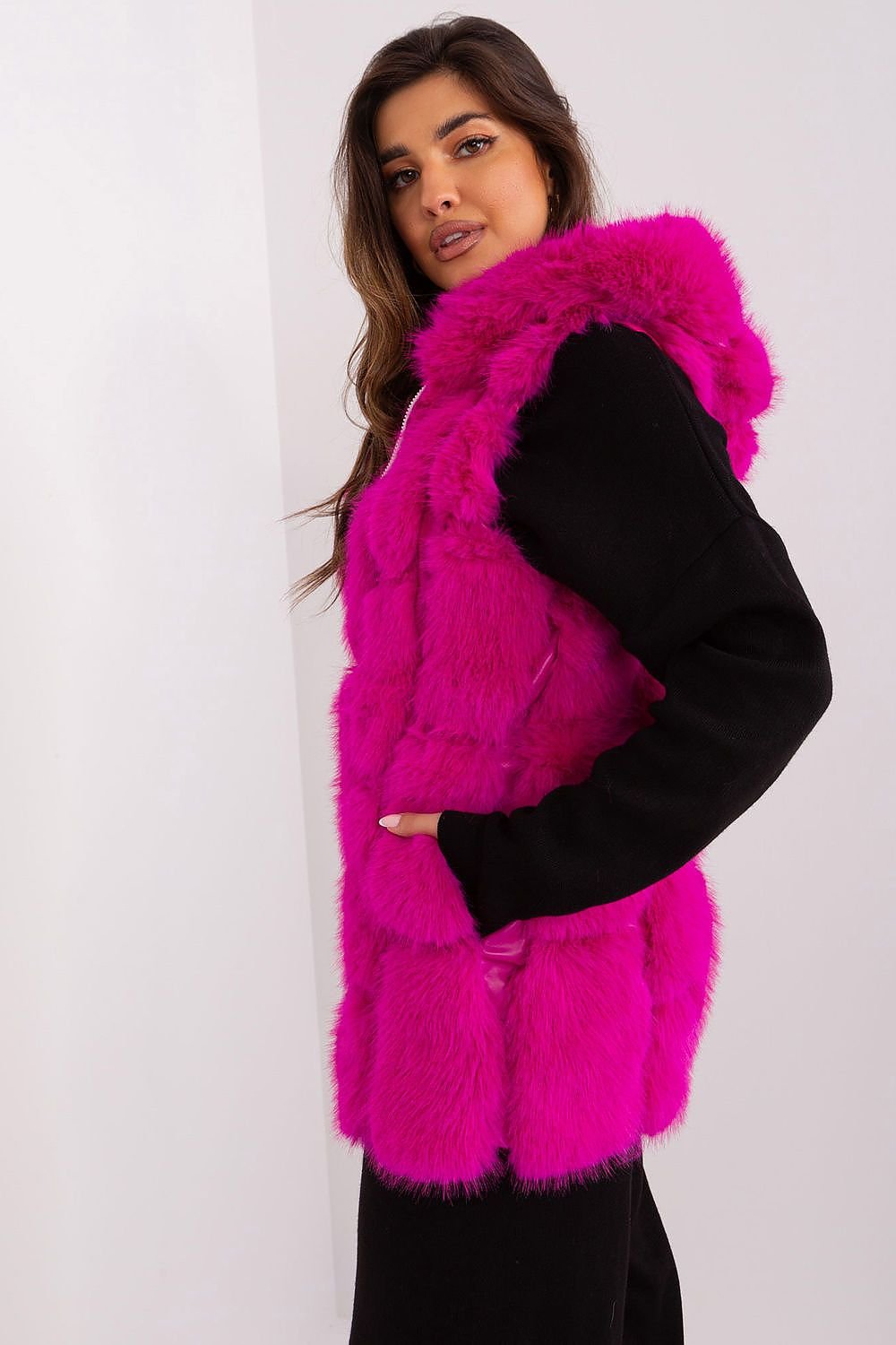 Elegant Fur Vest With Hood Stylish