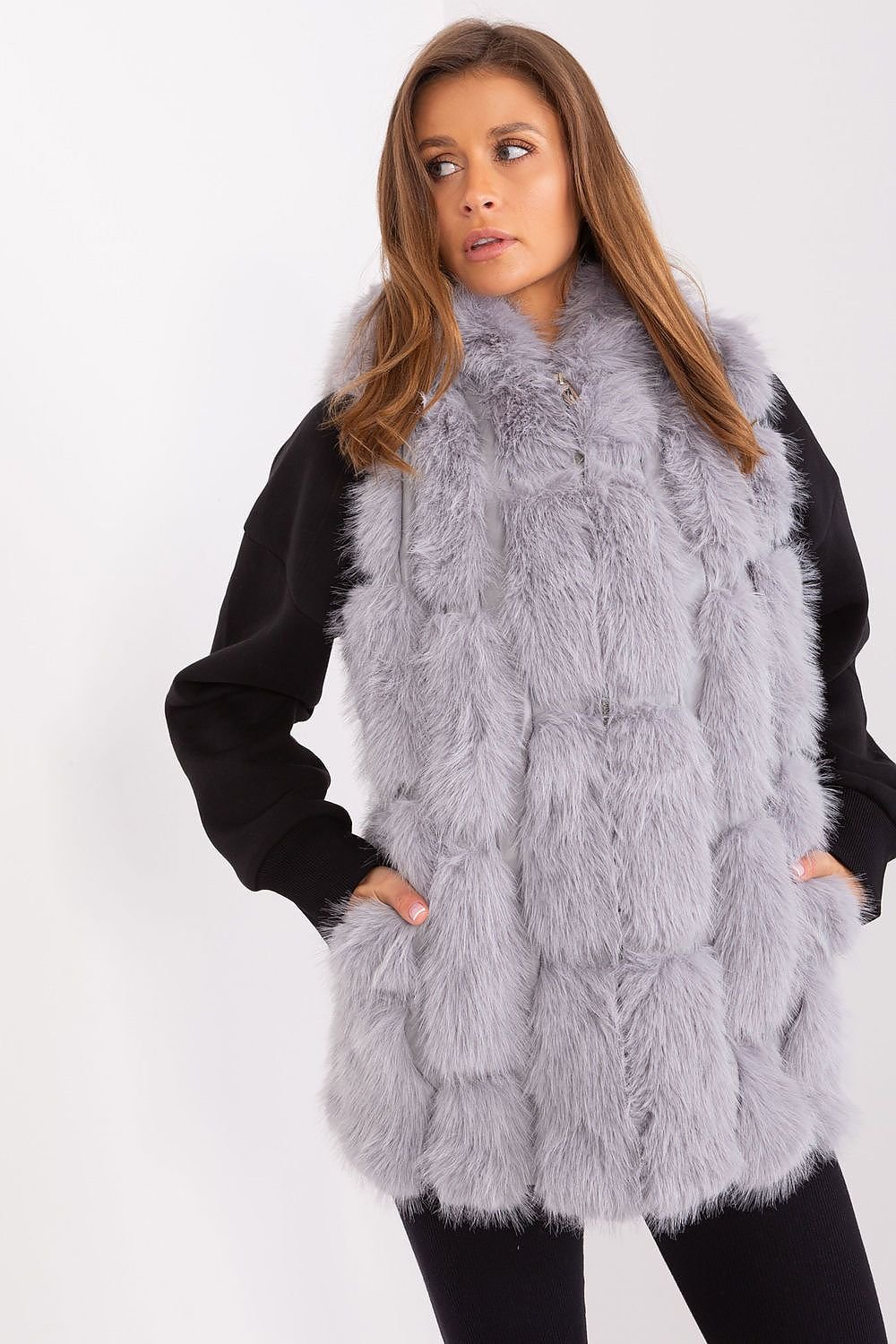 Elegant Fur Vest With Hood Stylish