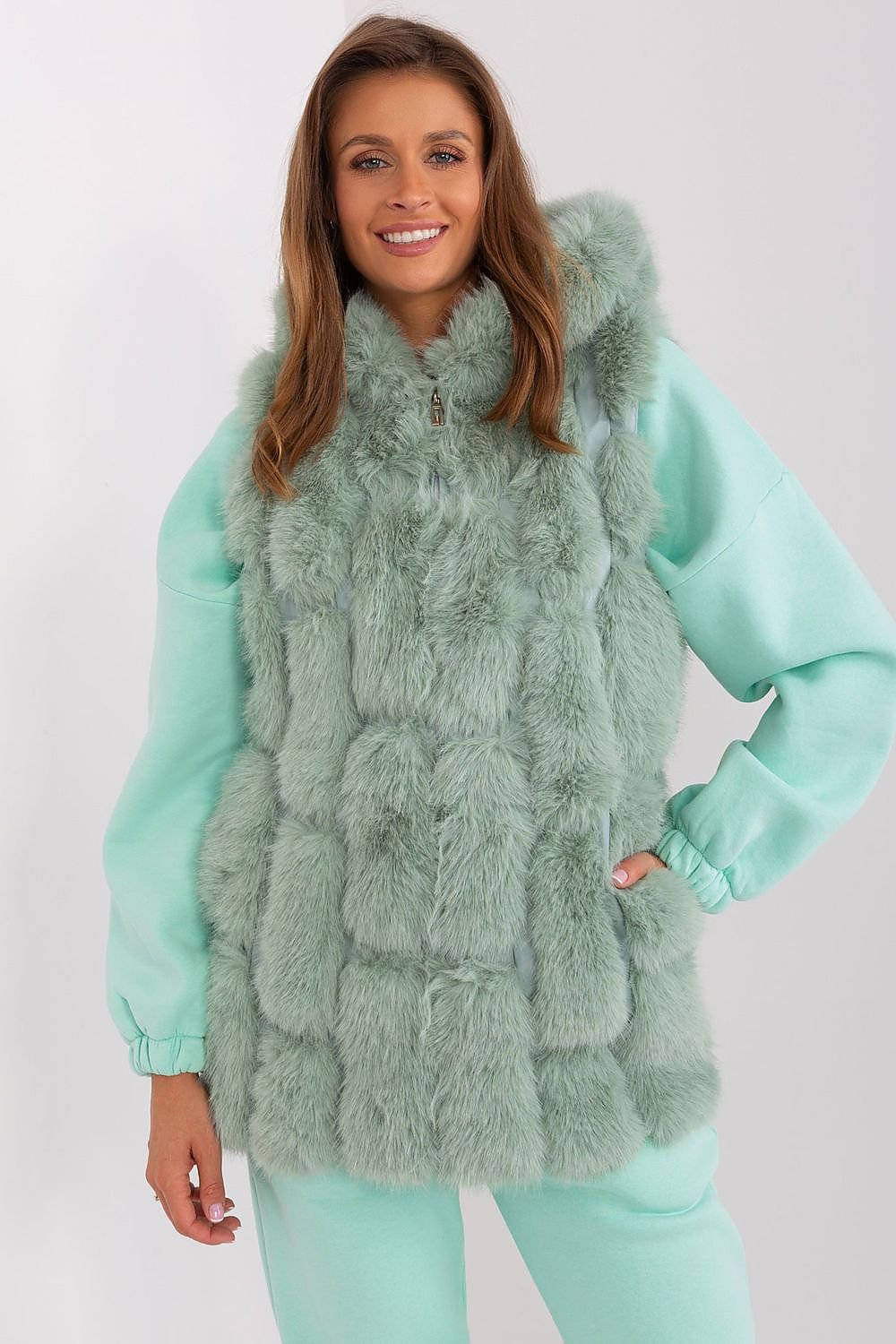 Elegant Fur Vest With Hood Stylish