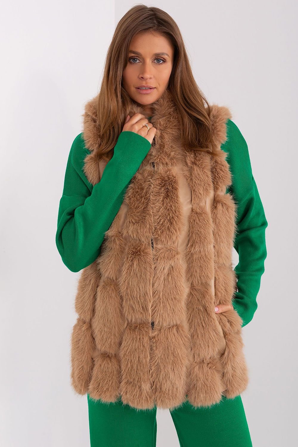 Elegant Fur Vest With Hood Stylish