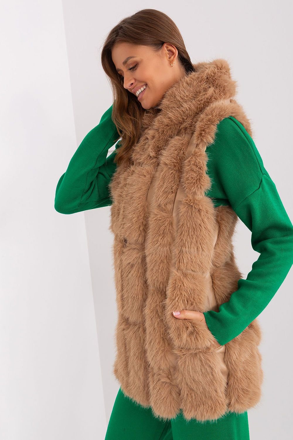 Elegant Fur Vest With Hood Stylish