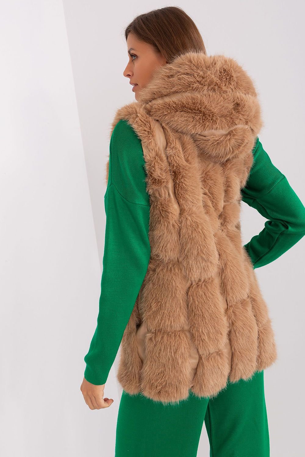 Elegant Fur Vest With Hood Stylish