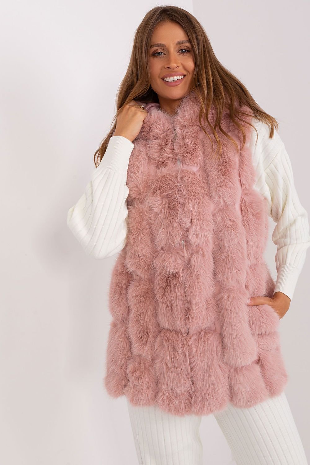 Elegant Fur Vest With Hood Stylish