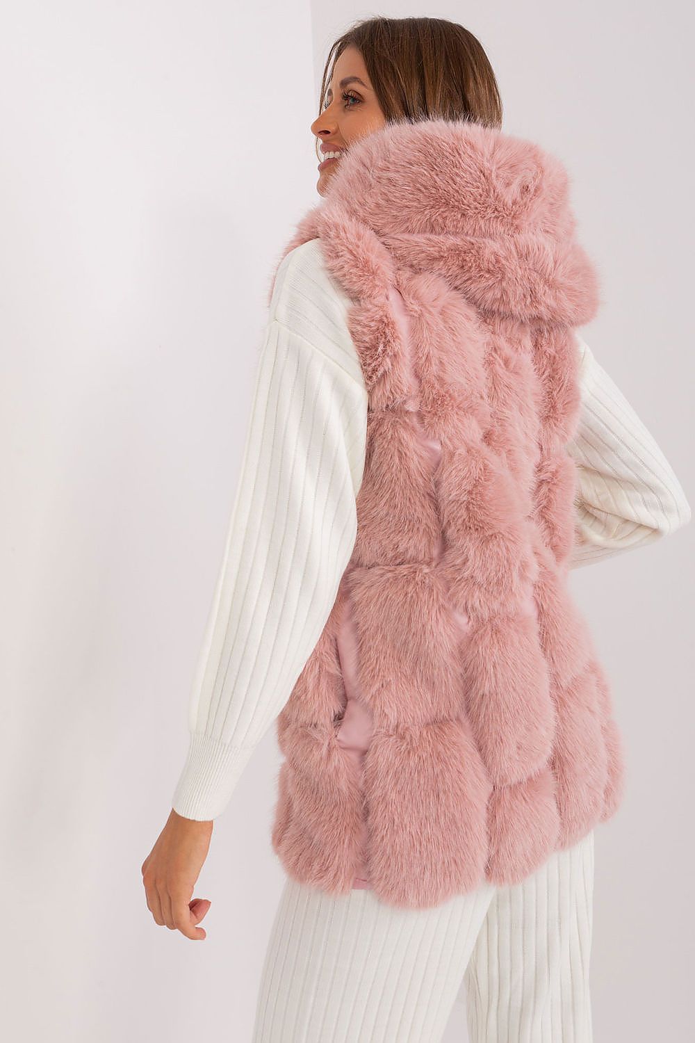 Elegant Fur Vest With Hood Stylish