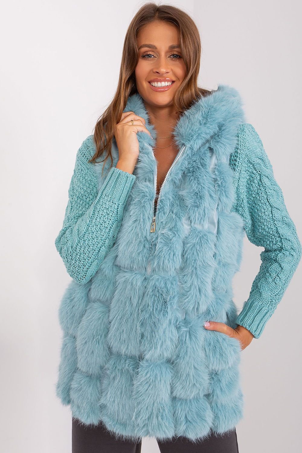 Elegant Fur Vest With Hood Stylish