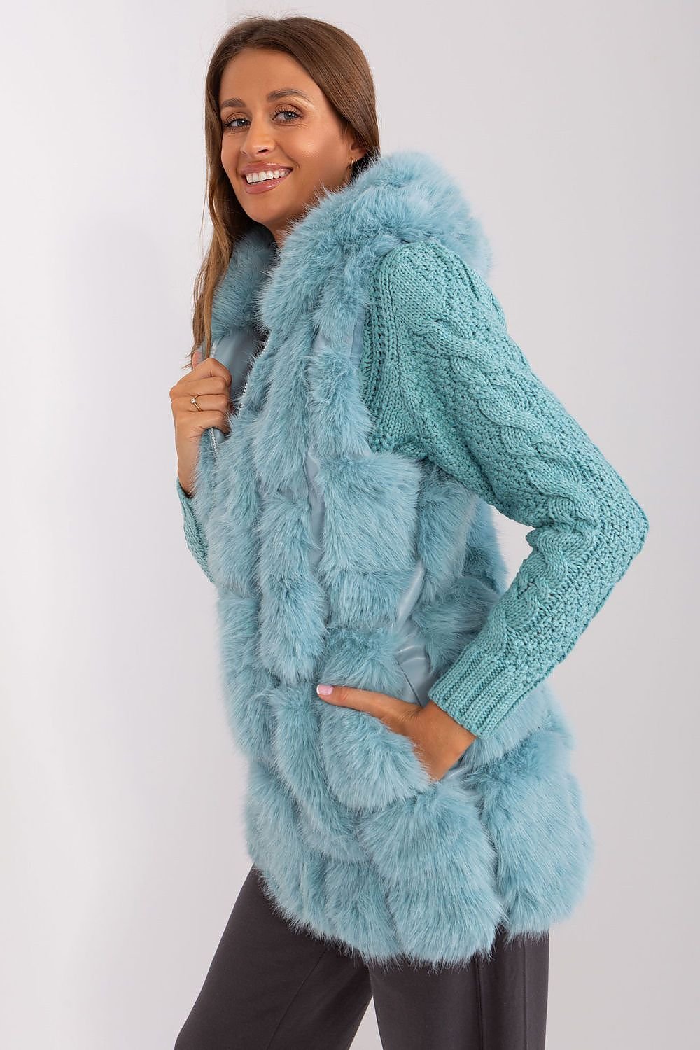 Elegant Fur Vest With Hood Stylish