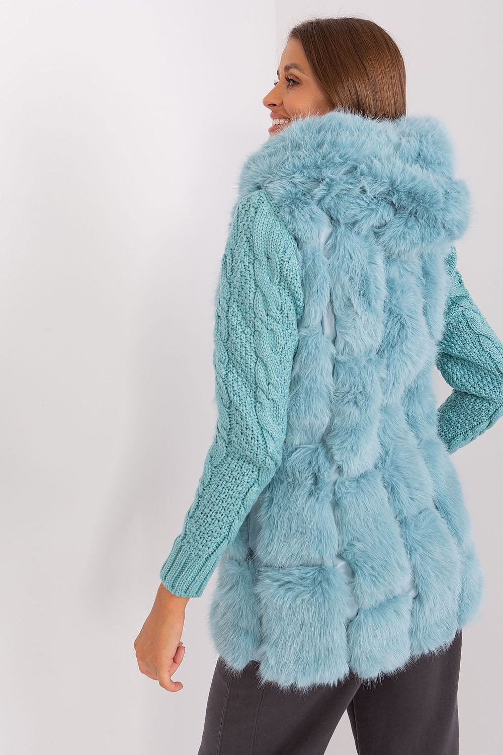 Elegant Fur Vest With Hood Stylish