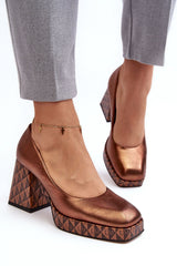 Stylish Block Heel Leather Pumps Step In Style