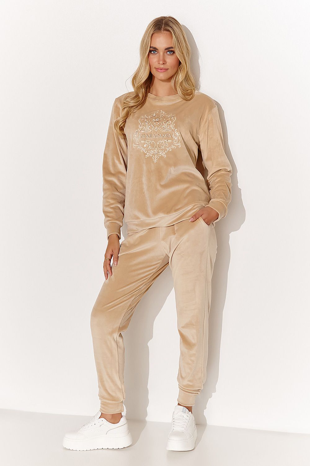 Elegant Velour Knit Set Macadamia