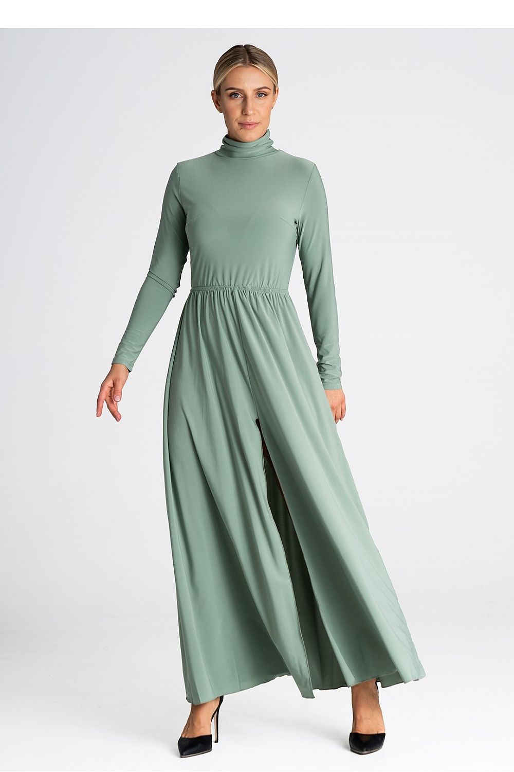 Fitted Maxi Dress With Turtleneck Figl