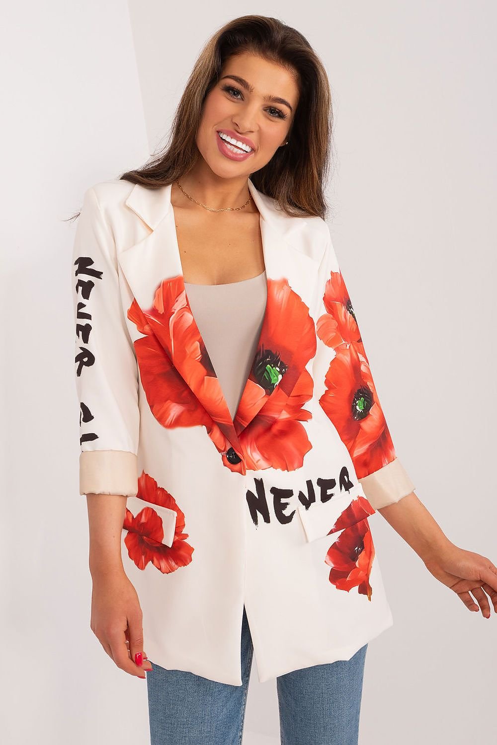 Romantic Floral Print Blazer Italy Moda