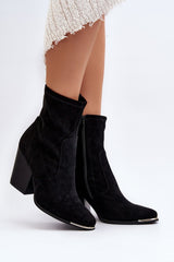 Eco-Suede Almond-Toe Heel Boots Step In Style