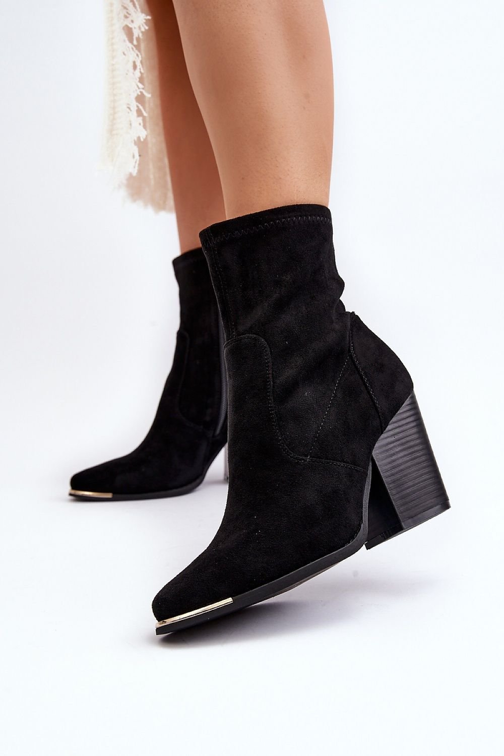 Eco-Suede Almond-Toe Heel Boots Step In Style