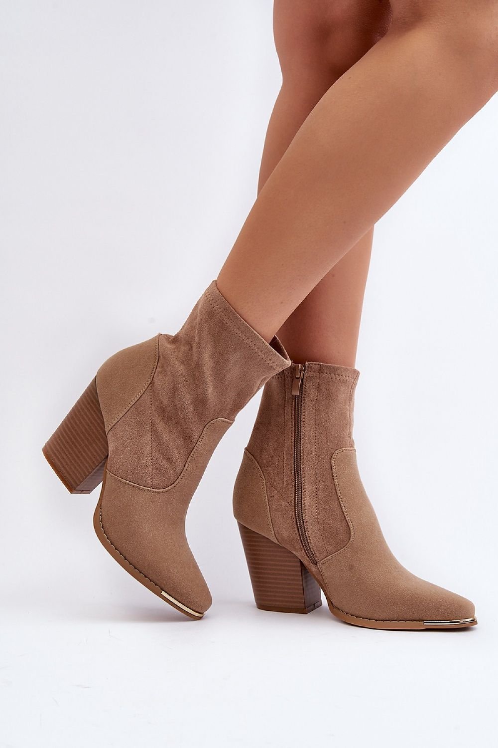 Eco-Suede Almond-Toe Heel Boots Step In Style