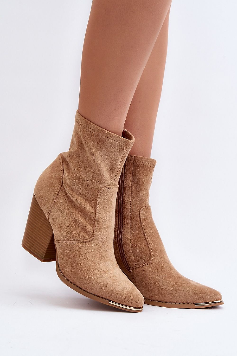 Eco-Suede Almond-Toe Heel Boots Step In Style