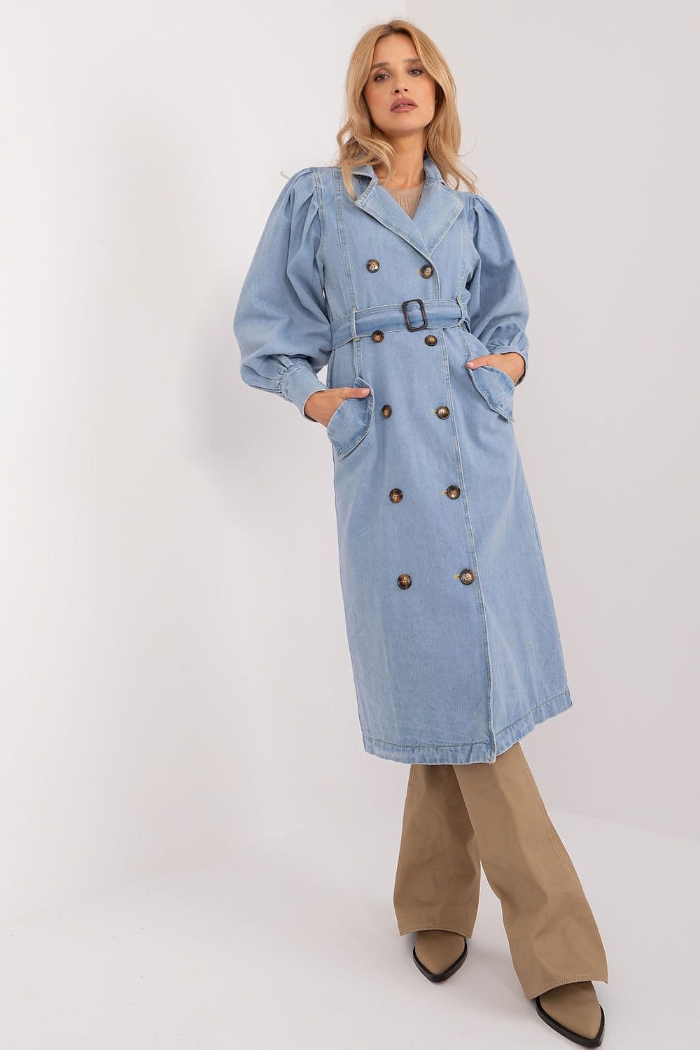 Elegant Denim Trench Coat Casual Charm