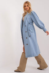 Elegant Denim Trench Coat Casual Charm