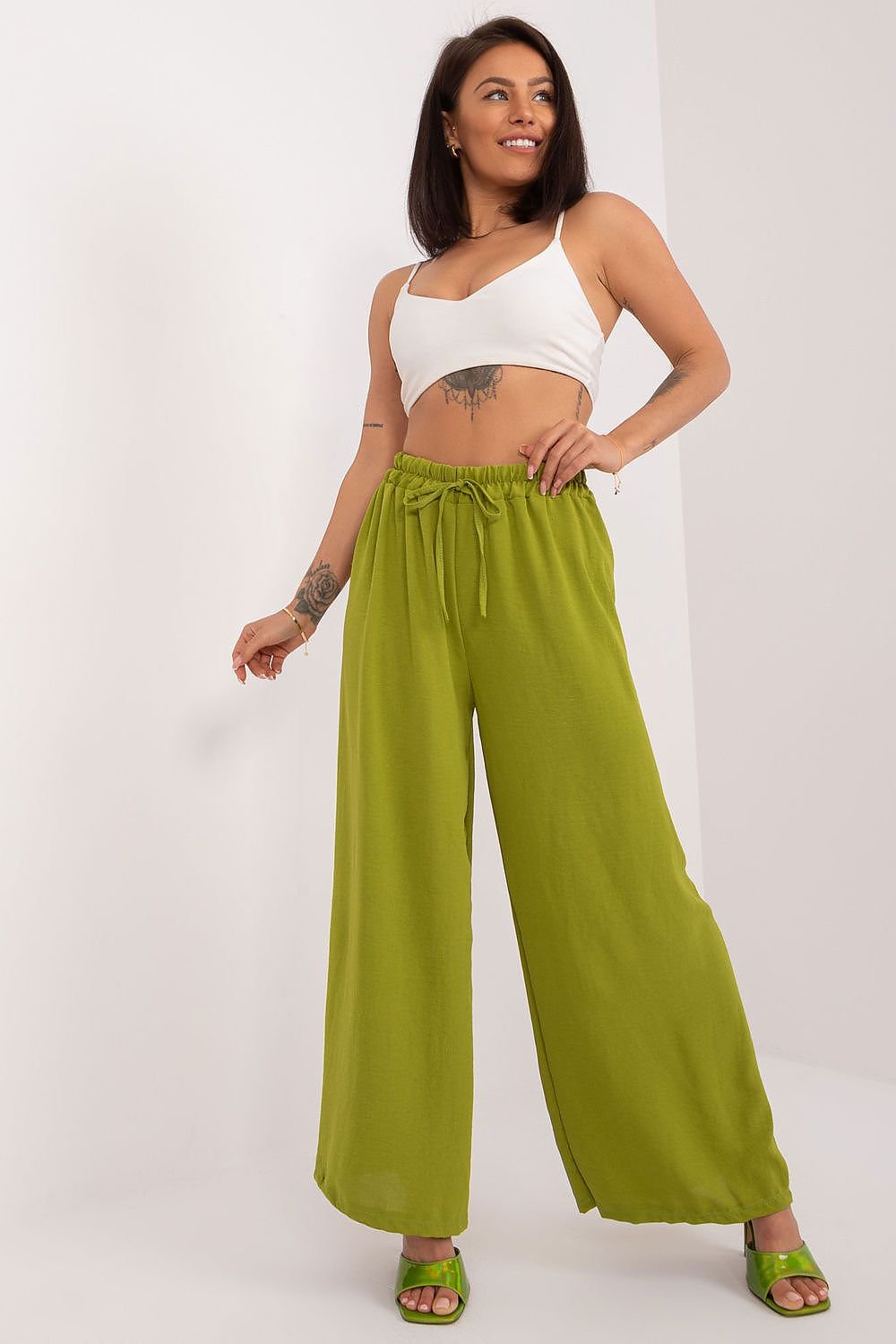 Elegant High Waist Fabric Pants Italy Moda