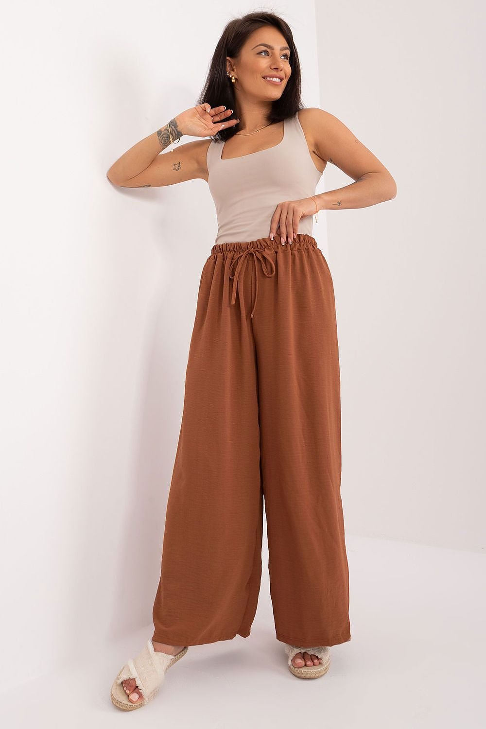 Elegant High Waist Fabric Pants Italy Moda