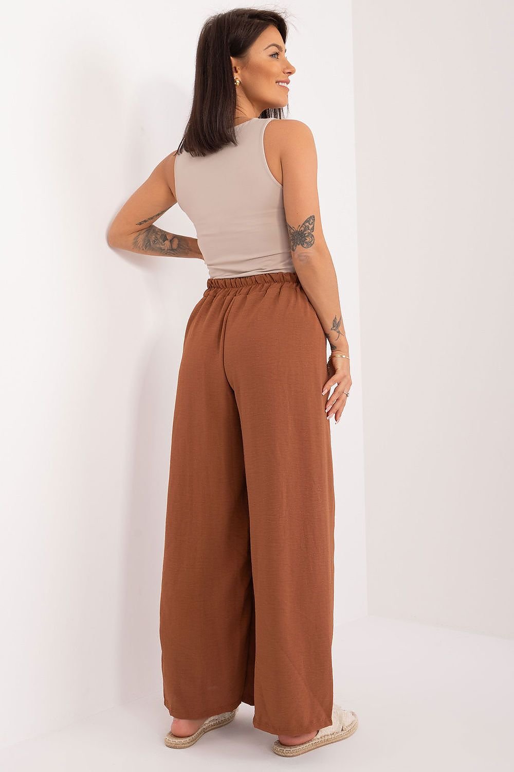 Elegant High Waist Fabric Pants Italy Moda