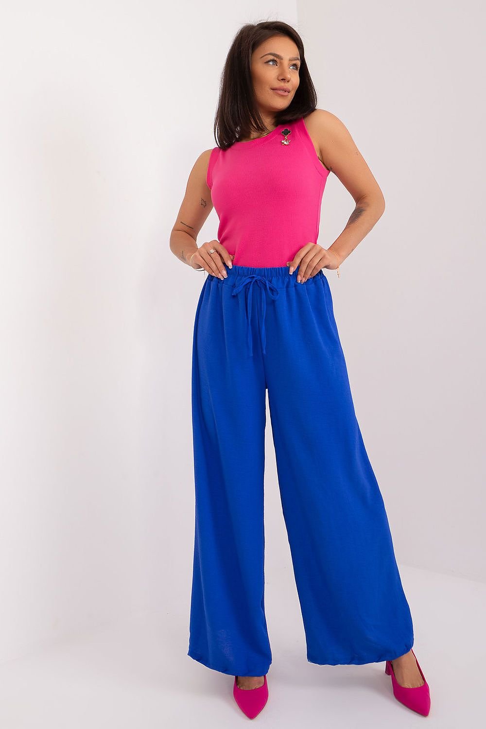 Elegant High Waist Fabric Pants Italy Moda