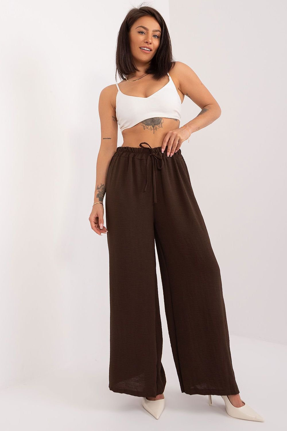 Elegant High Waist Fabric Pants Italy Moda