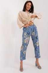 Floral High-Waisted Tapered Pants Italy Moda