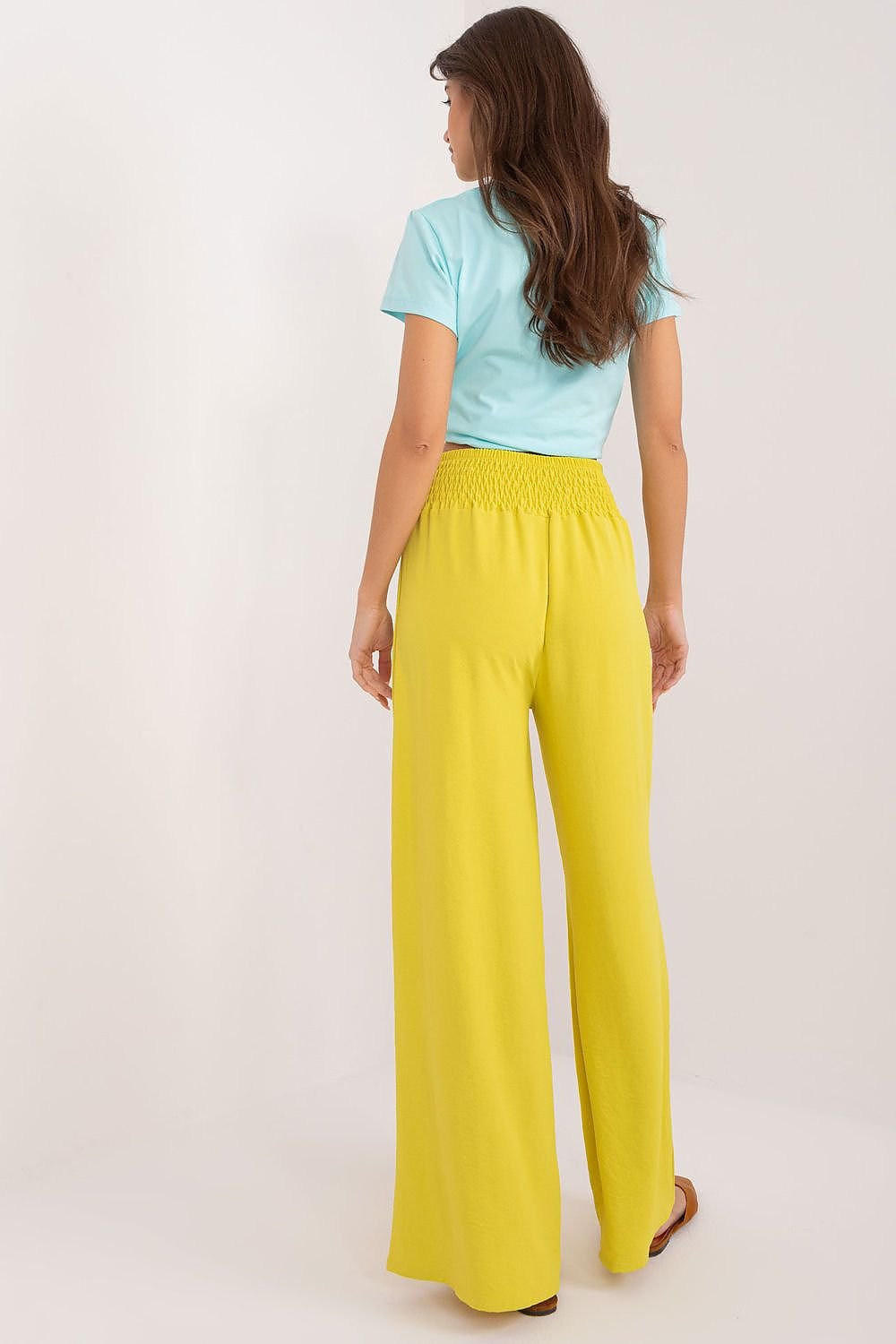 Casual Wide-Leg Fabric Trousers Italy Moda