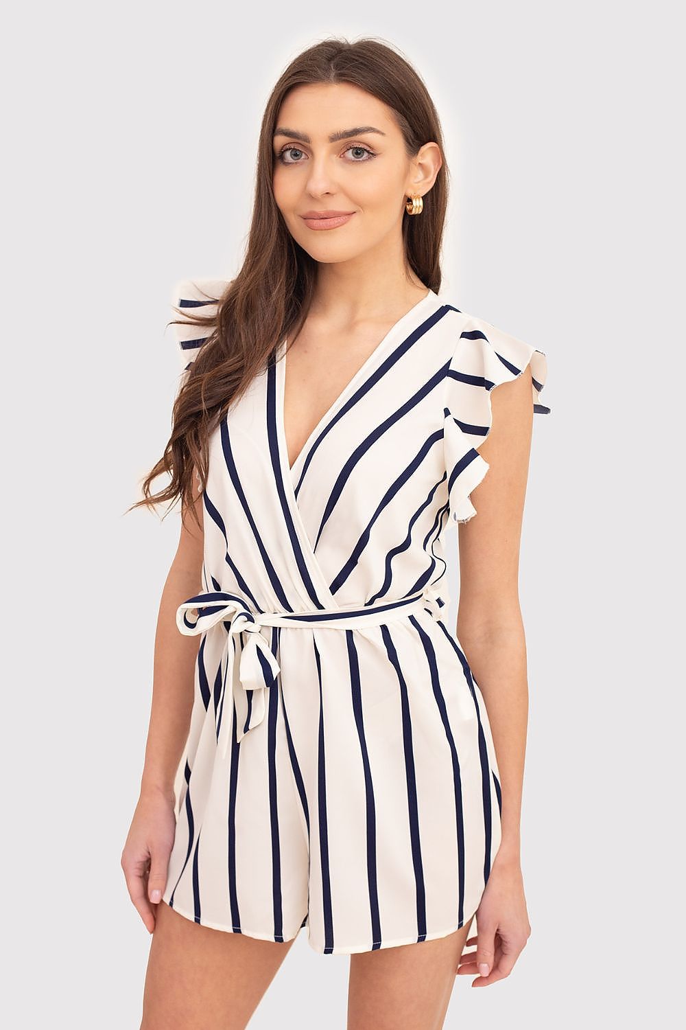 Cream And Navy Striped Jumpsuit Ax Paris