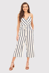 Cream And Navy Blue Jumpsuit Ax Paris