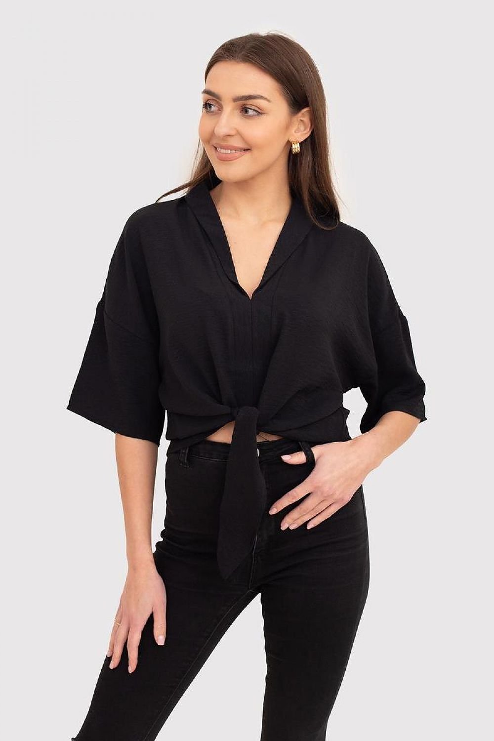 Elegant Black V-Neck Blouse Ax Paris