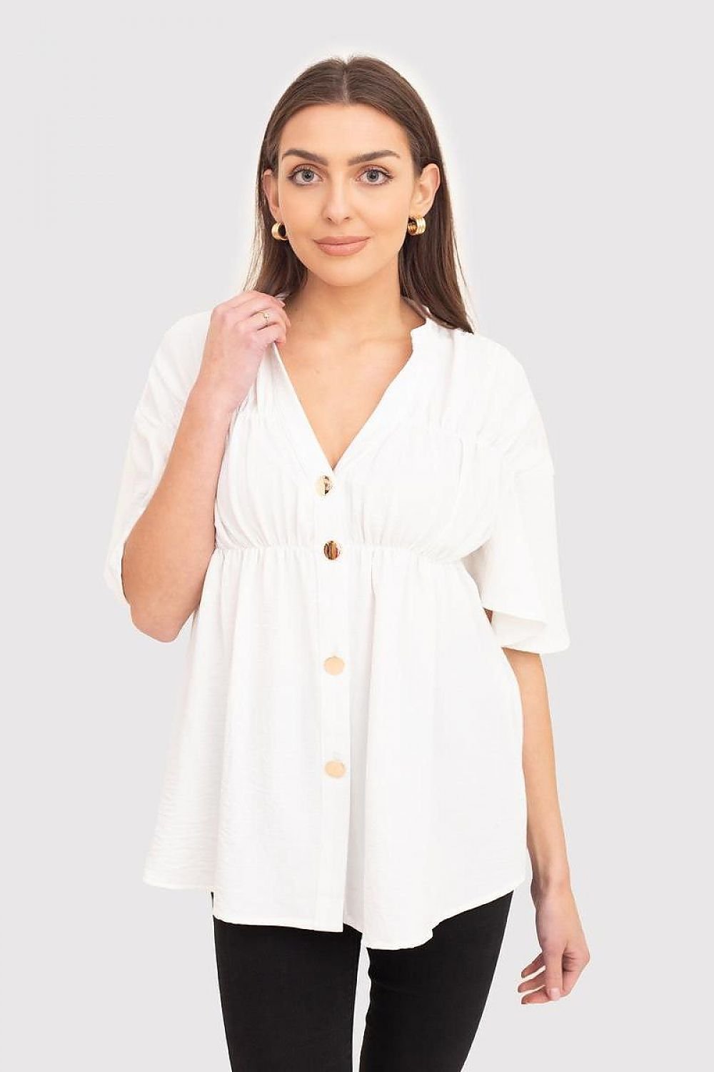 Cream Button-Down Shirt Ax Paris