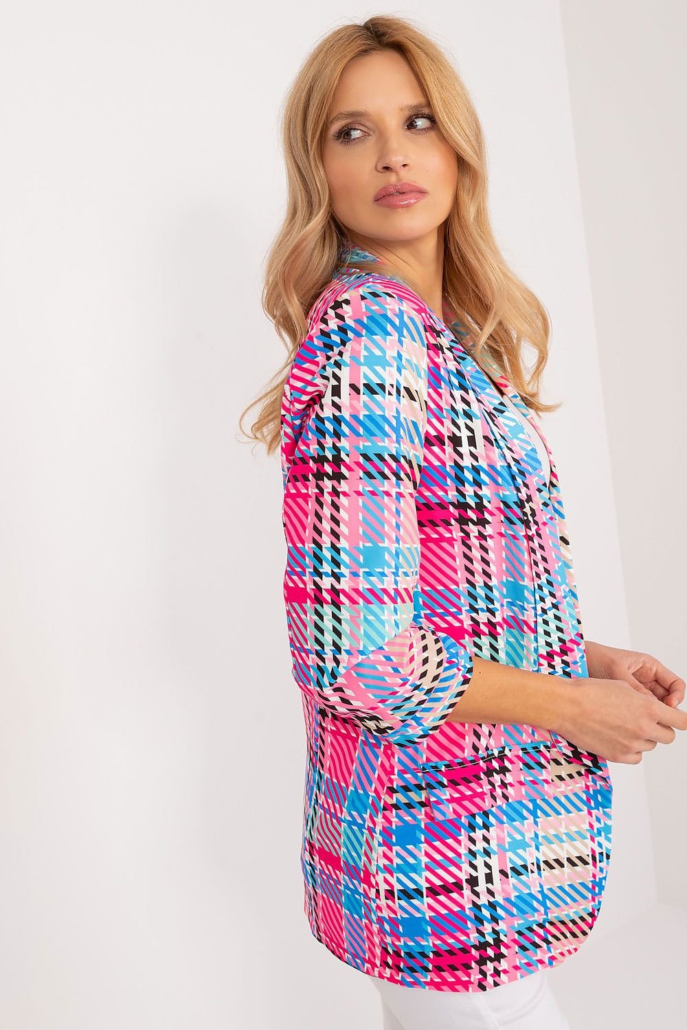 Elegant Check Print Blazer Italy Moda