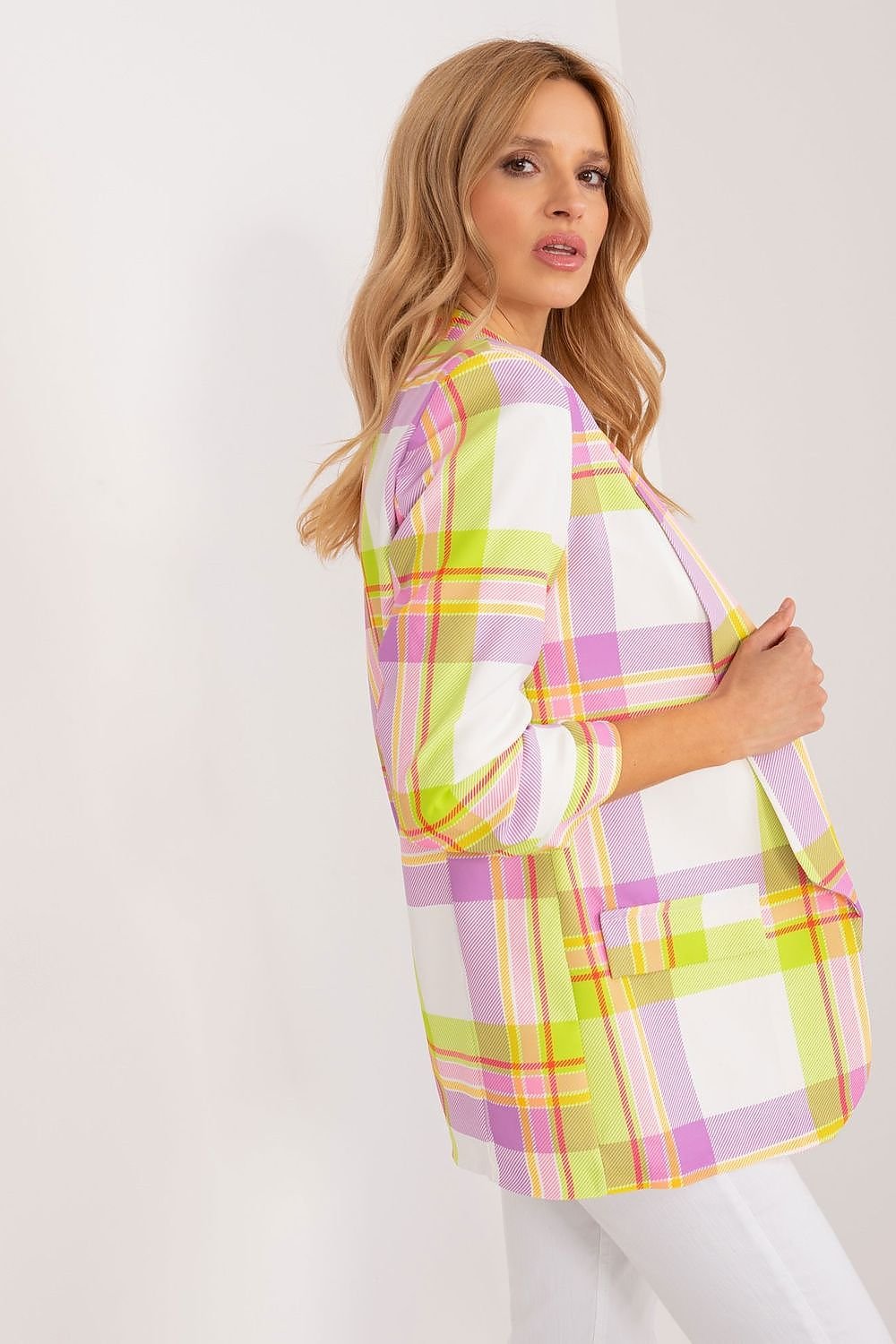 Elegant Check Print Blazer Italy Moda