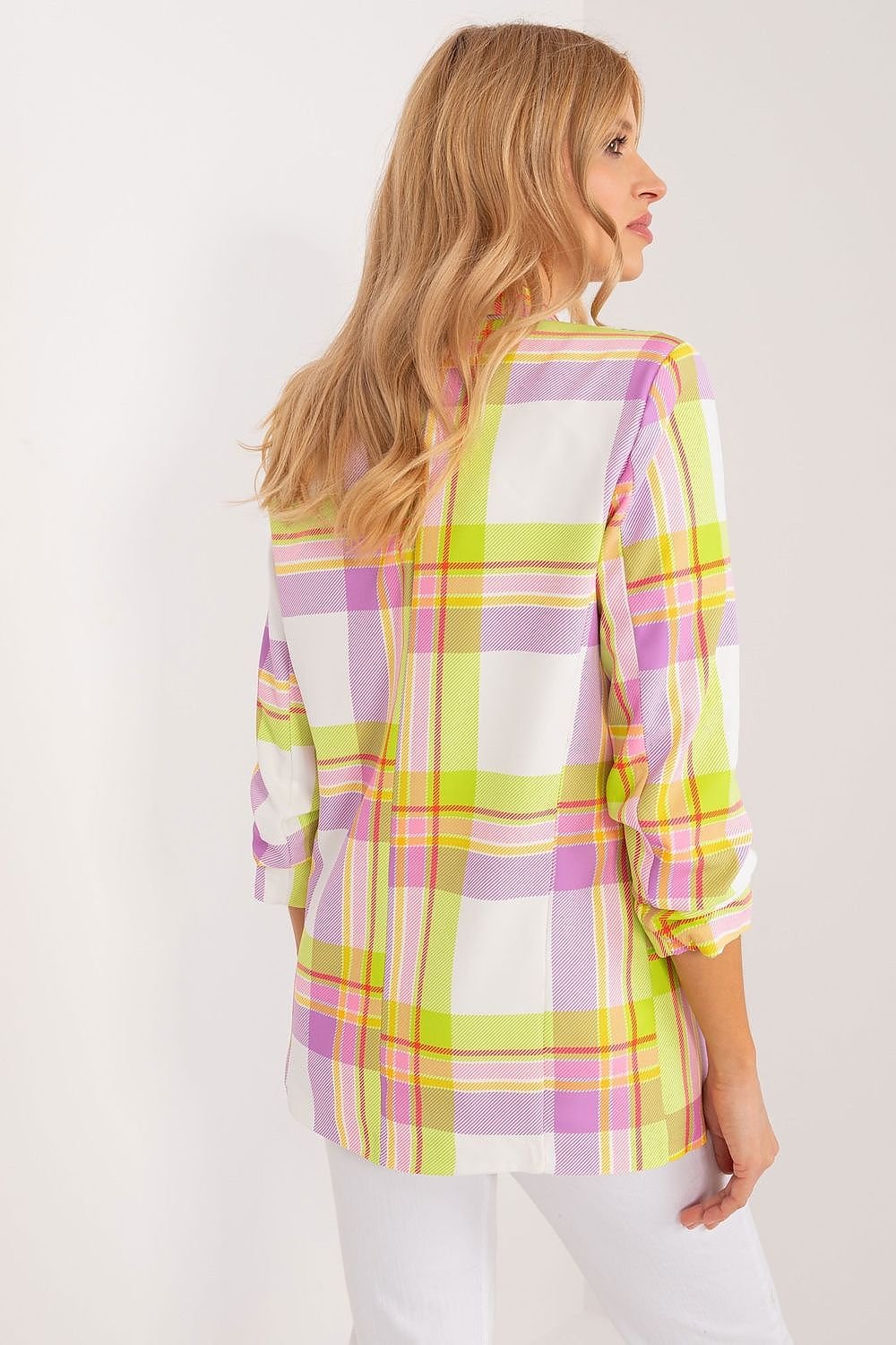 Elegant Check Print Blazer Italy Moda