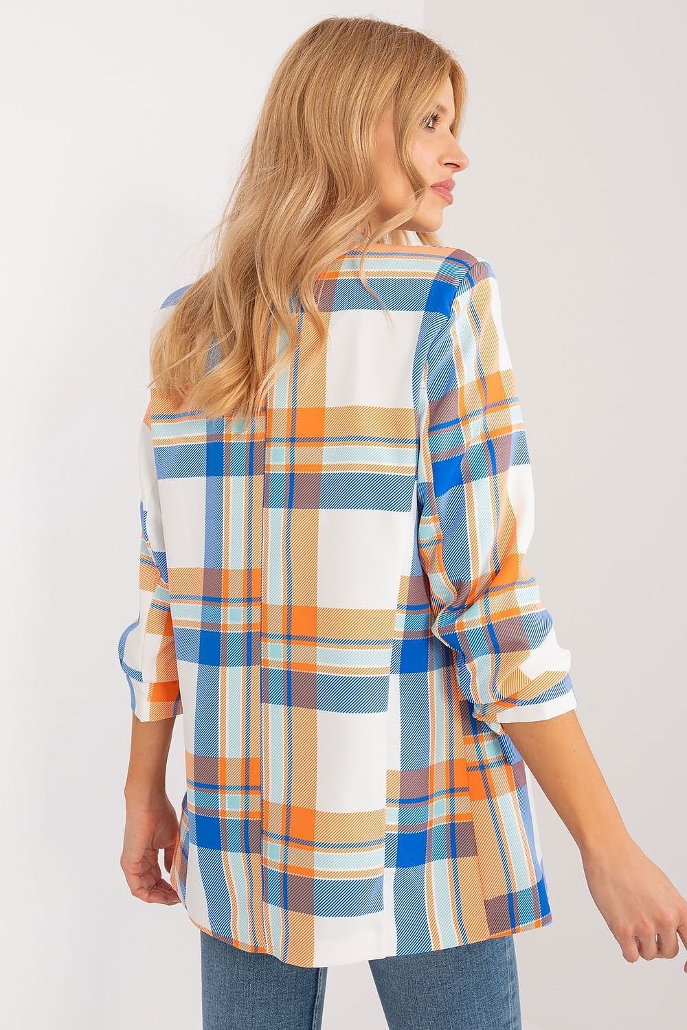 Elegant Check Print Blazer Italy Moda