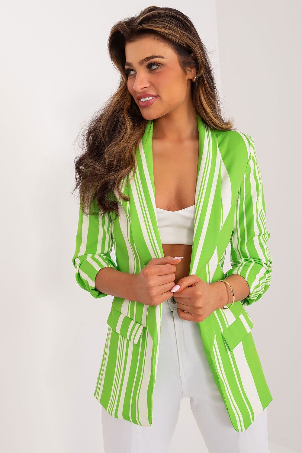 Casual Striped Blazer Italy Moda