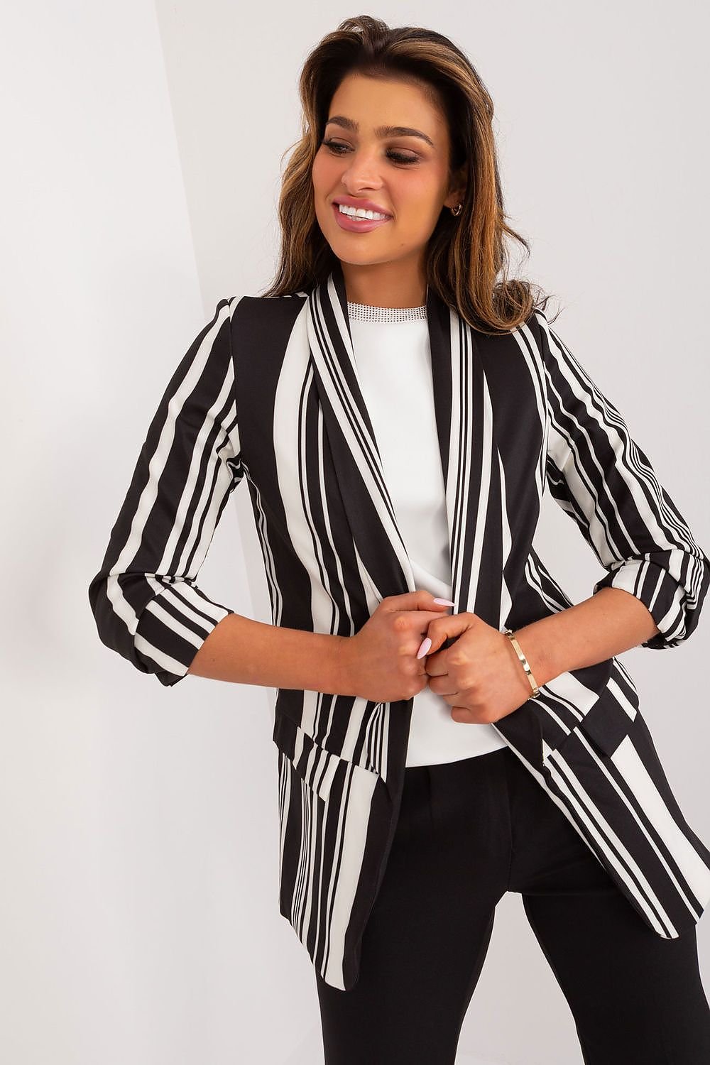 Casual Striped Blazer Italy Moda