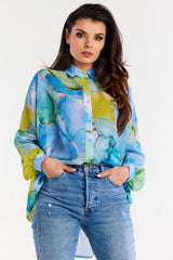 Oversized Ruffled Chiffon Shirt Awama