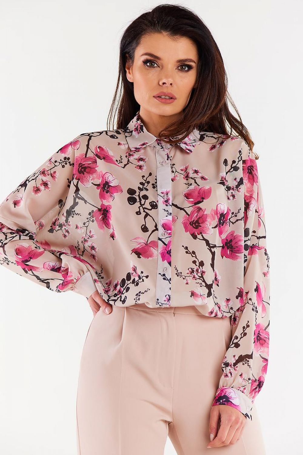 Oversized Ruffled Chiffon Shirt Awama