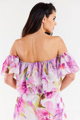 Chiffon Ruffled Short Sleeve Blouse Awama