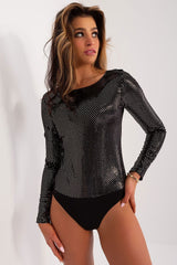 Elegant Shiny Long Sleeve Bodysuit Badu