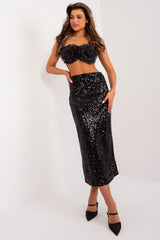 Elegant Sequin Midi Skirt Badu