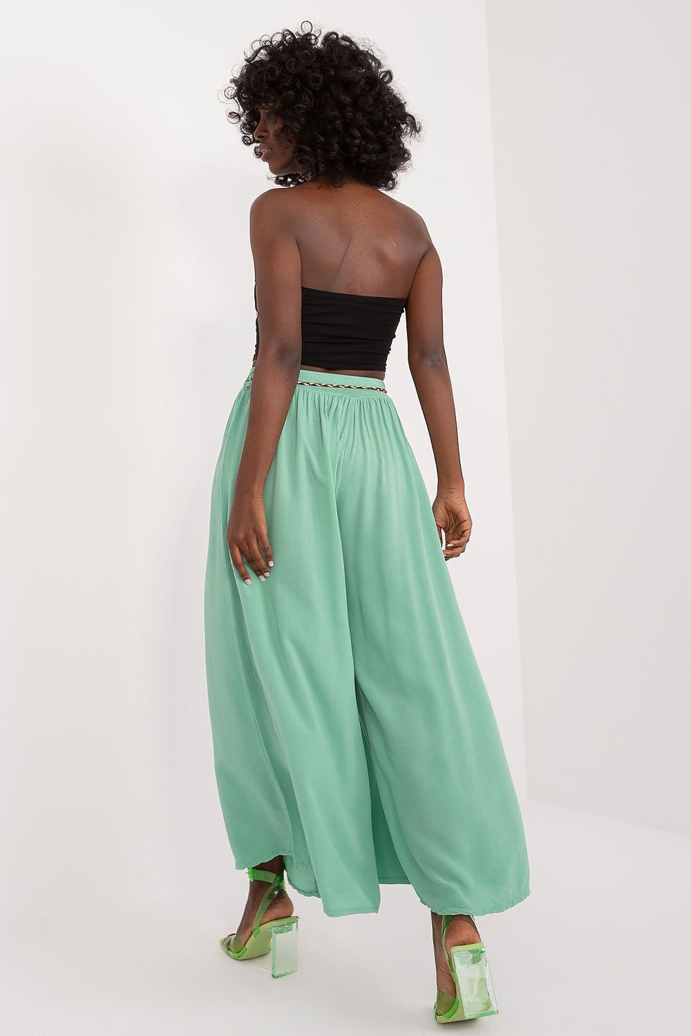 High-Waisted Wide-Leg Viscose Trousers Och Bella