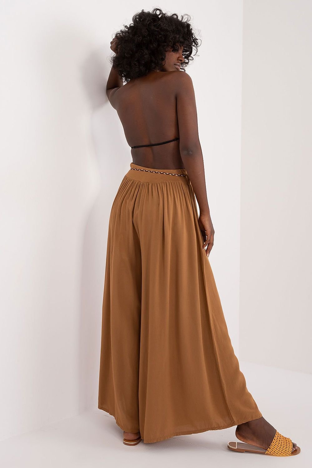 High-Waisted Wide-Leg Viscose Trousers Och Bella