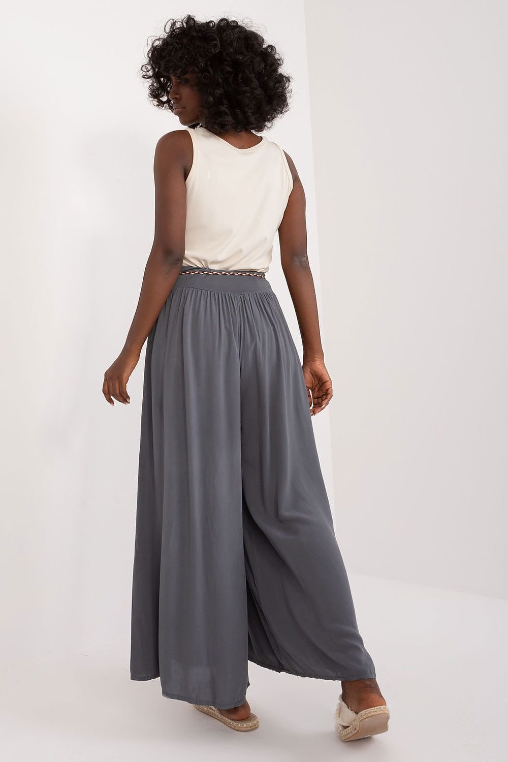 High-Waisted Wide-Leg Viscose Trousers Och Bella