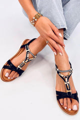 Shimmering Metallic Rhinestone Women's Sandals Inello