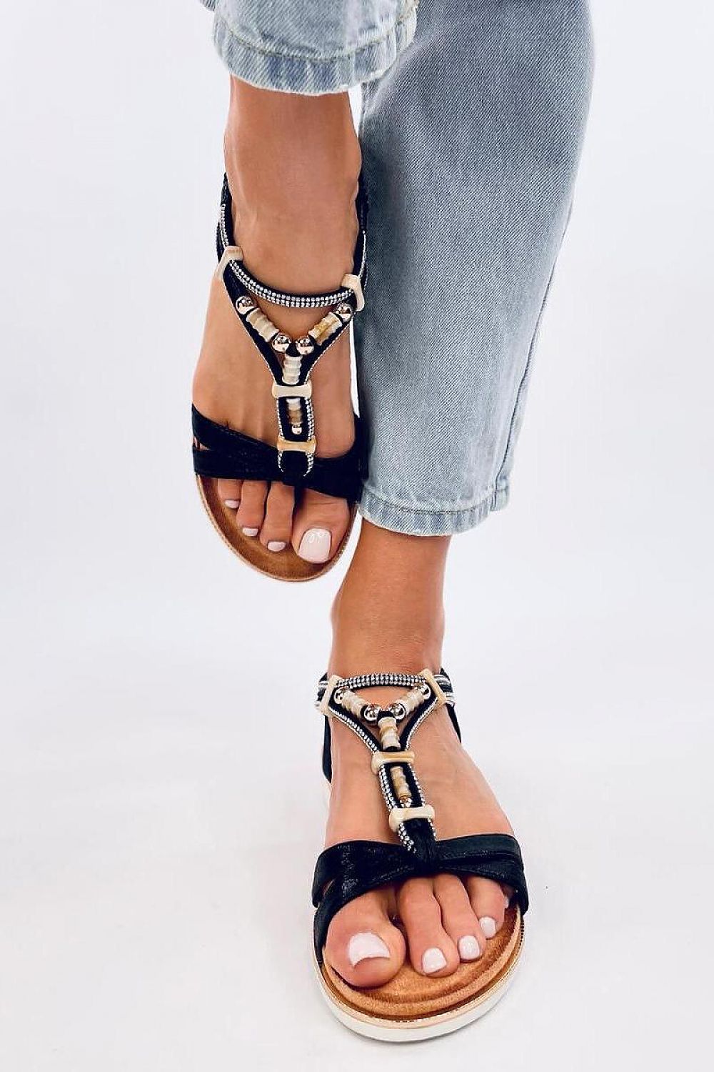 Shimmering Metallic Rhinestone Women's Sandals Inello