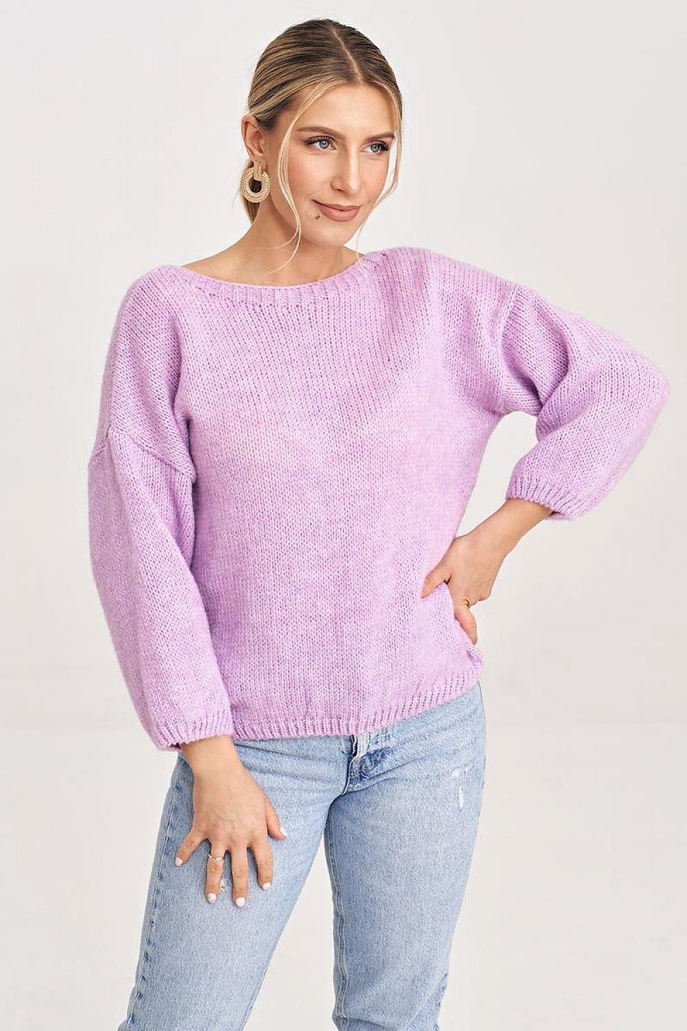 Elegant V-Cut Bow Back Sweater Figl