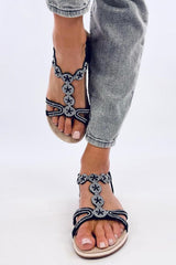 Mesmerizing Shiny Flat Sandals Inello